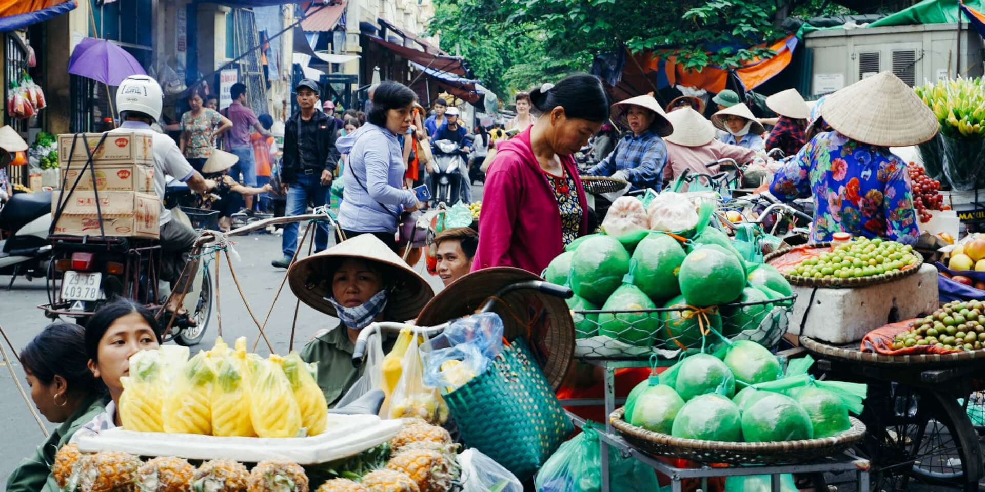 Busy market in Hanoi, Vietnam