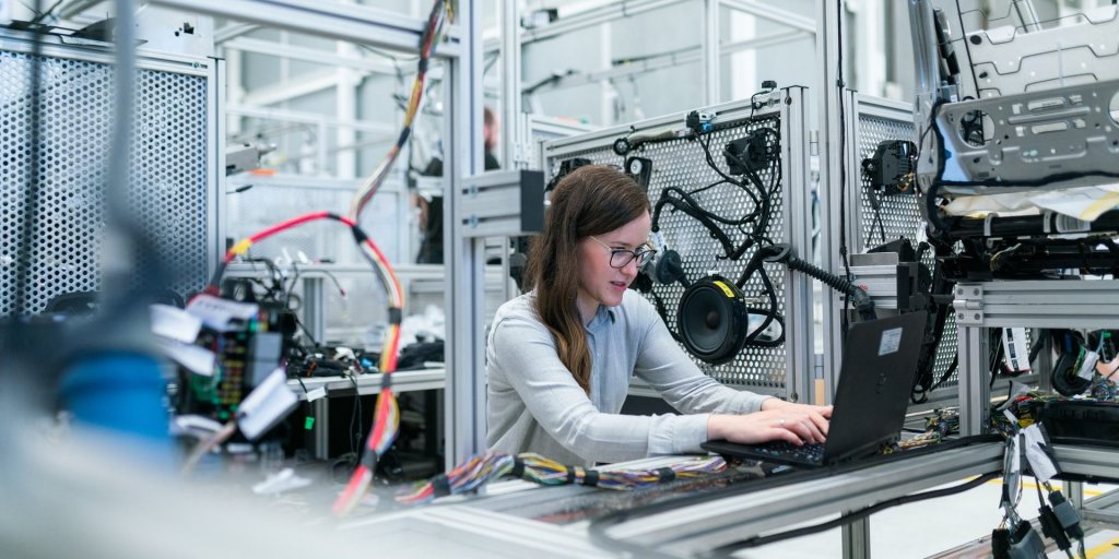 Female electronics engineer runs vehicle tests