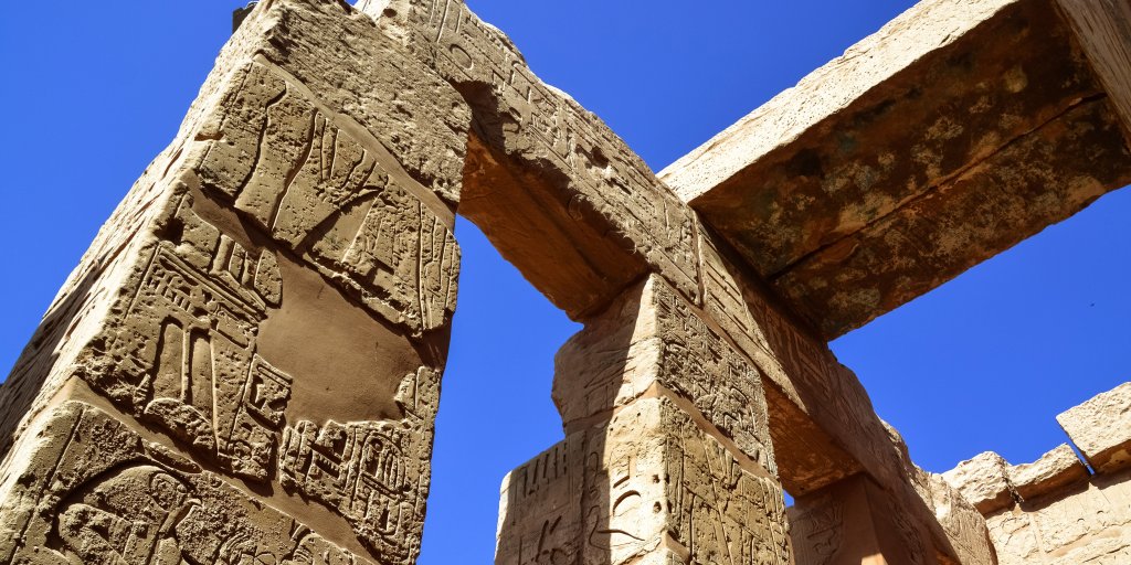 hieroglyphics and blue sky