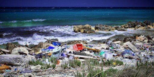 Plastic pollution beach