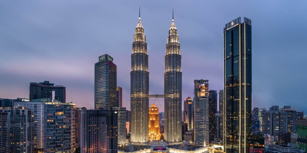 Kuala Lumpur, Malasia, vista desde el Trader's Hotel hacia KLCC