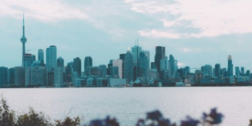 A skyline view of Toronto city
