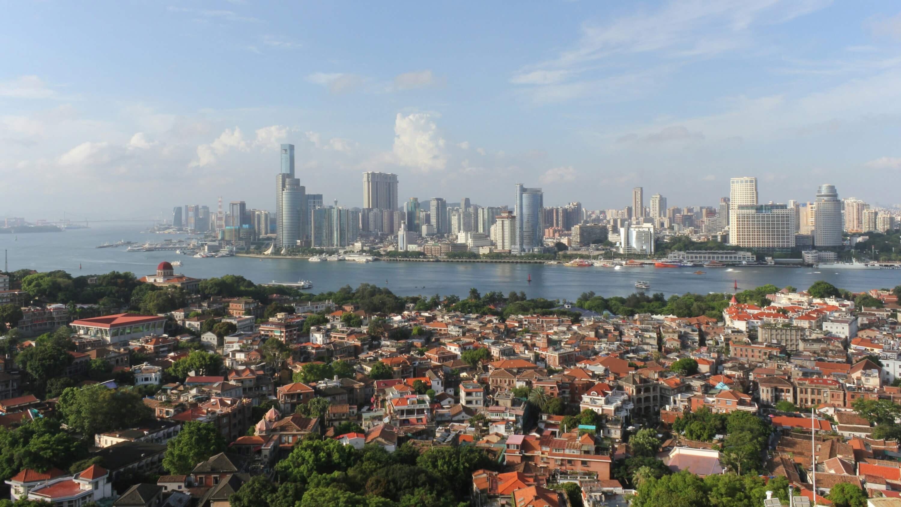 A skyline view of Xiamen city in China