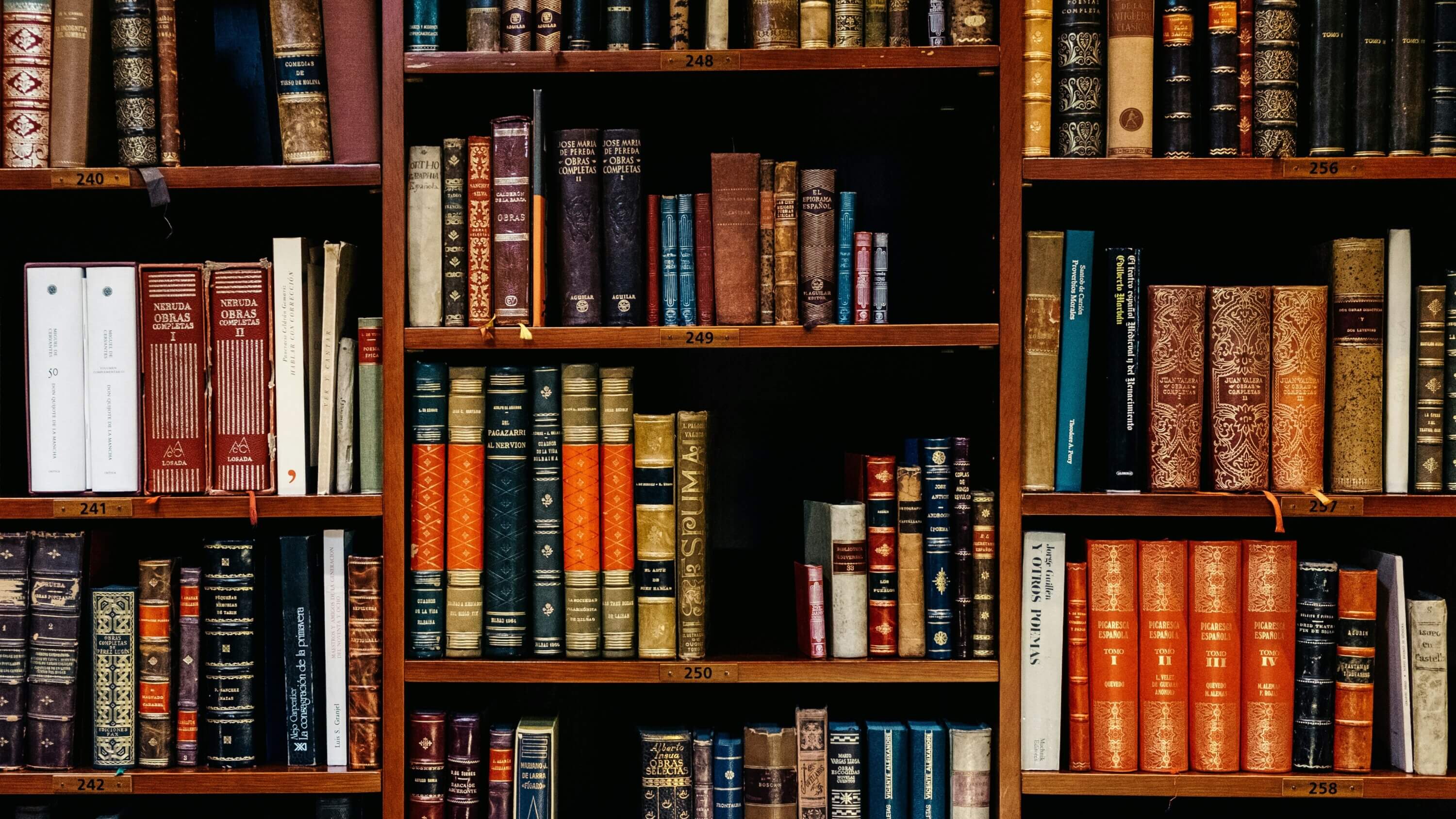 A photo of books on the shelves