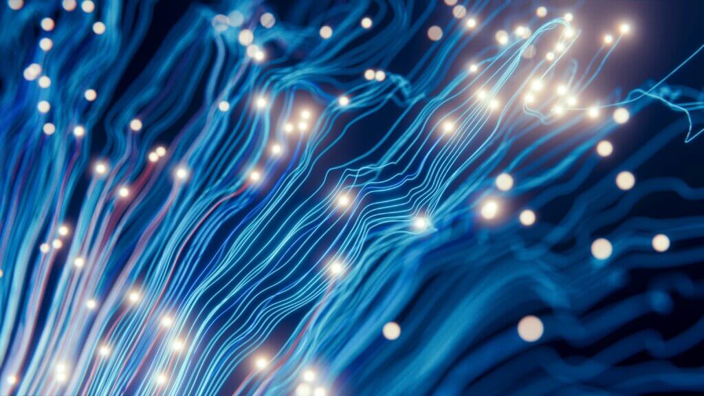 A close up of a computer circuit board (data strings)