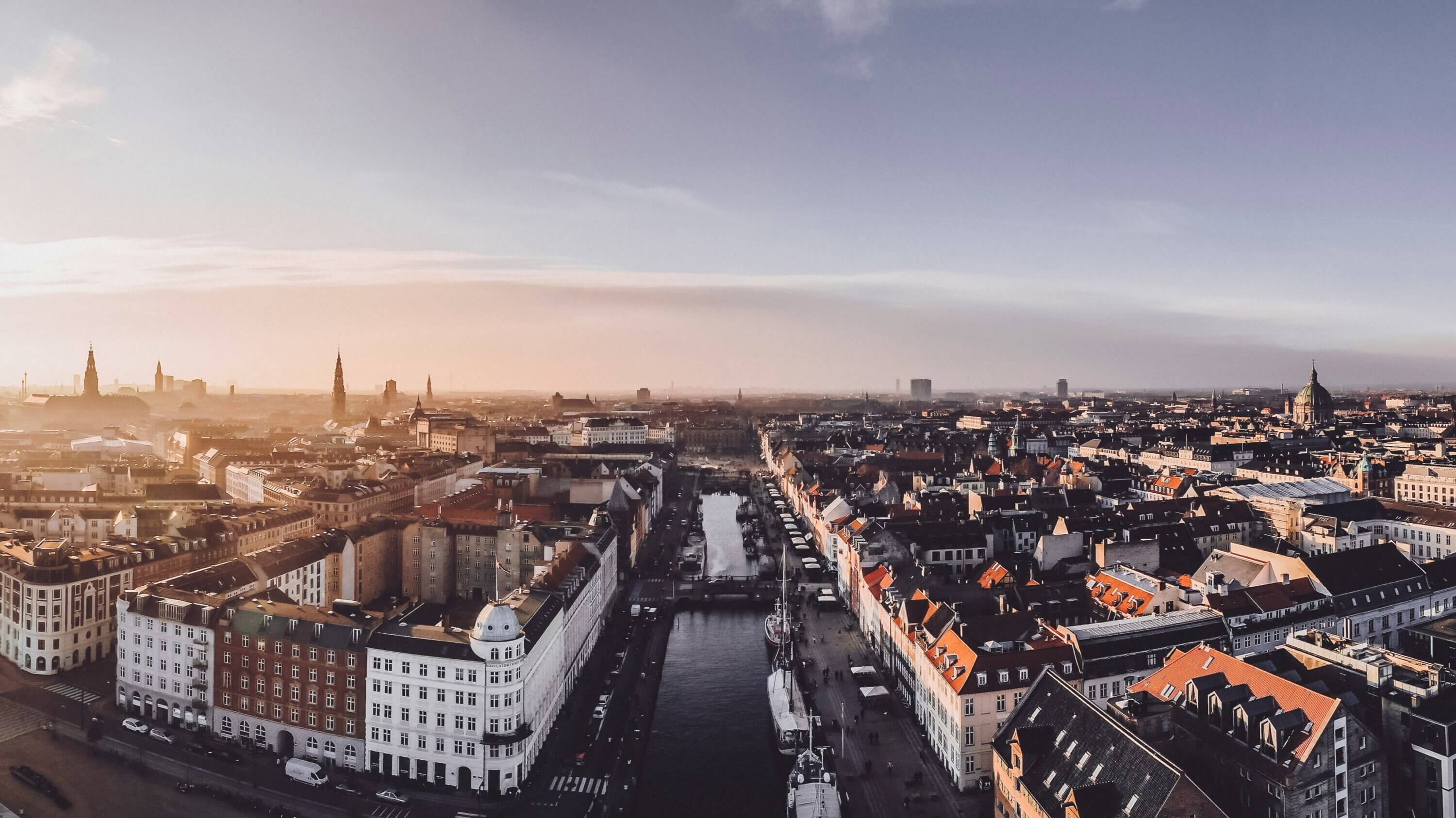 An aerial view of Copenhagen, Denmark